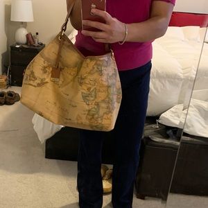 Alviero Martini Large Geo Hobo Map Bag